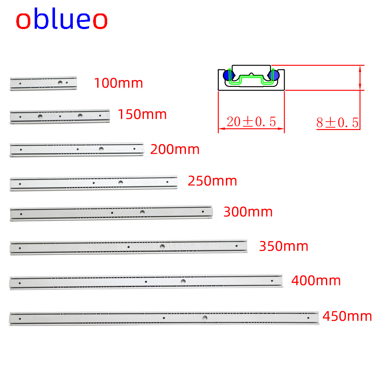 20mm width slide rail (two sections)-AL